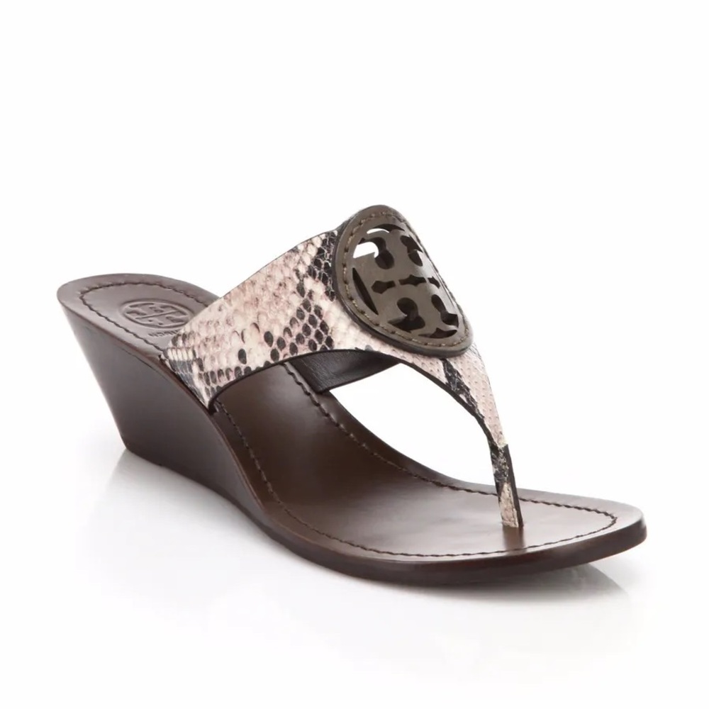 Tory Burch | LOUISA | Snakeskin Embossed | Leather | Wedge |Sandal | Size 6.5